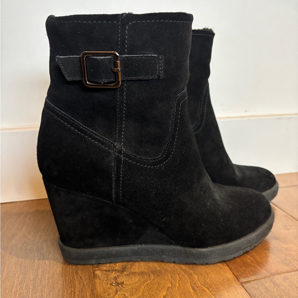 Aldo Black Suede Wedge Boots